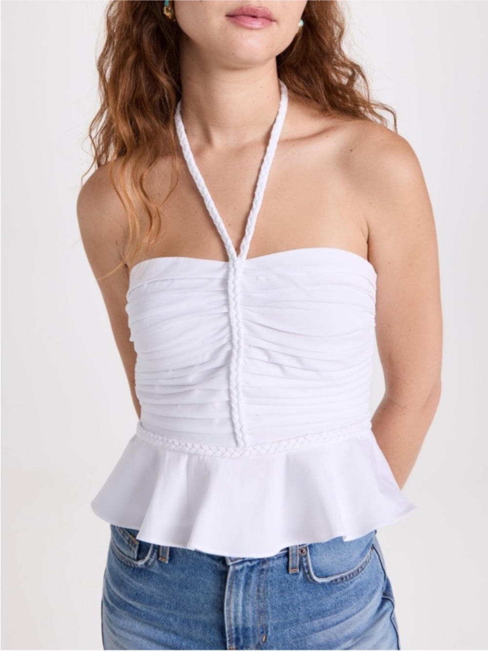 Veronica Beard Arienne Halter Top White Size 12 Nwt New